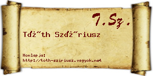 Tóth Szíriusz névjegykártya